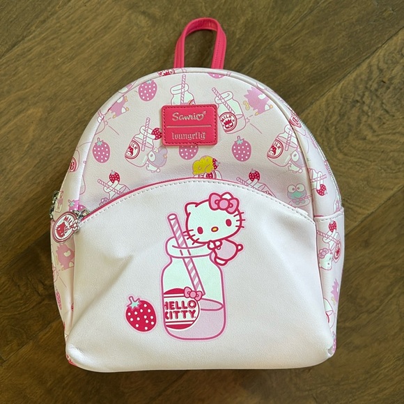 Loungefly Handbags - Hello Kitty Loungefly Sanrio Strawberry Milk Mini Backpack